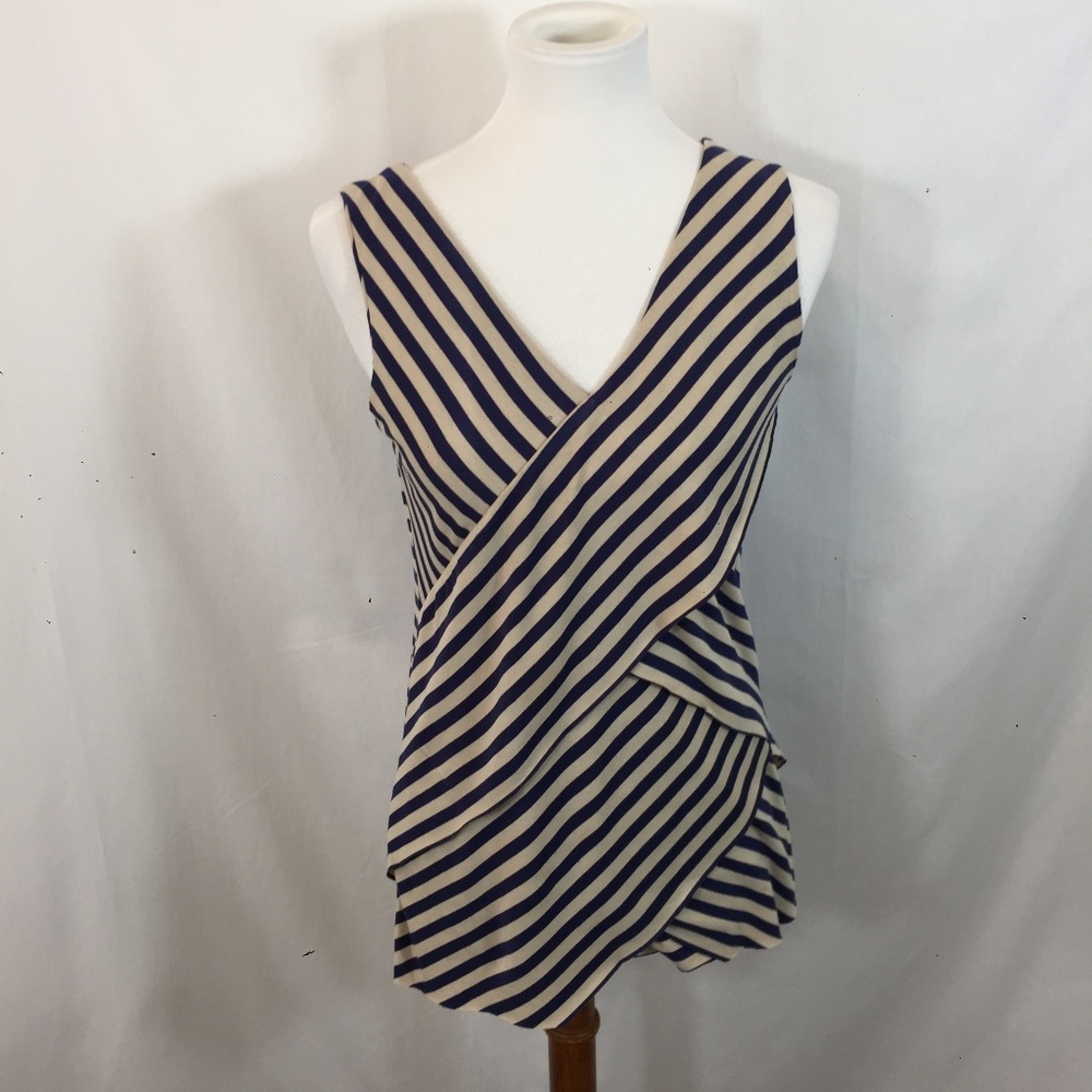 Verve Women's Blouse  Striped Tiered Sleeveless